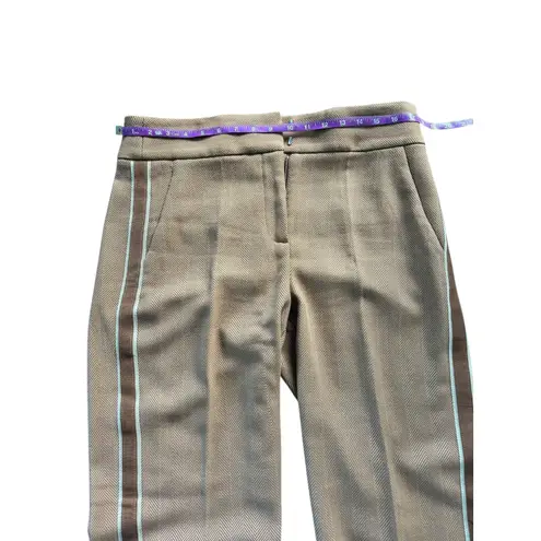 Veronica Beard Cormac Trouser Tan Herringbone Cropped Wide Leg Pants Size 10
