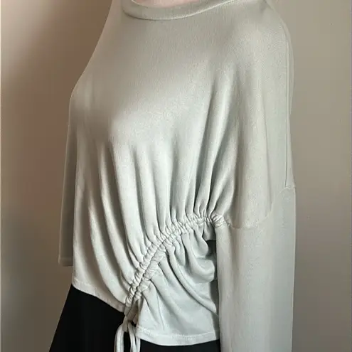 New Lanston Revolve Women’s Oversized Drop Shoulder Cinched Crop Crew Sweatshirt Green Size XS