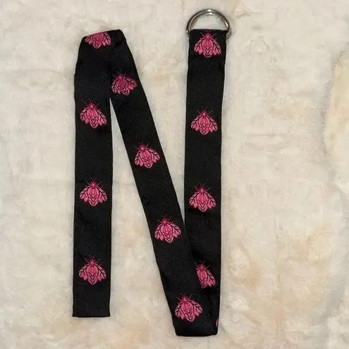 Pink & Black Fly Print D Ring Belt Women’s S Small By Top It Off Funky Whimsical