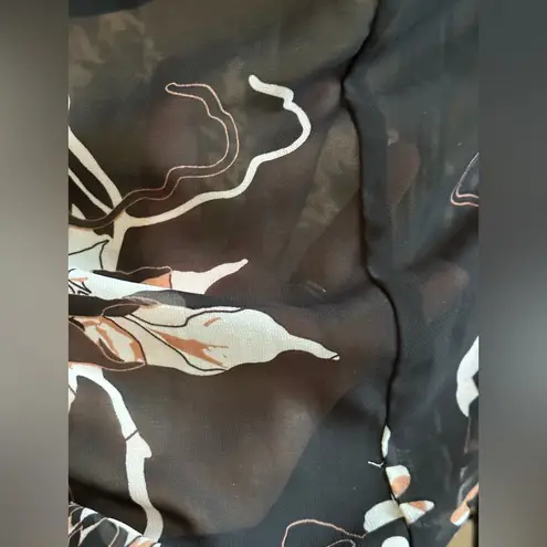 Shona joy Sz 2 US Black Floral Shadows Ruched Slip Dress NWT