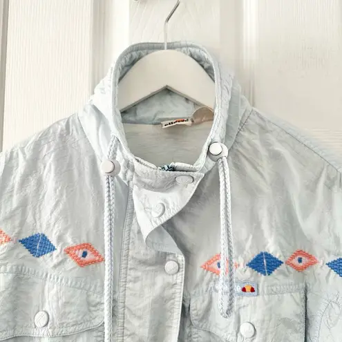 Ellesse Vintage Light Shimmery Blue Diamond Stitched Windbreaker Jacket Meidum Size M