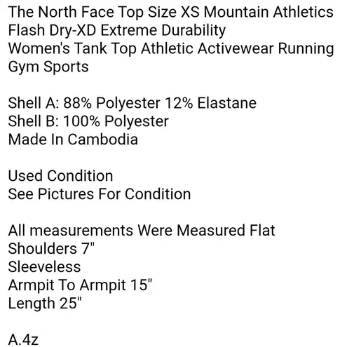 The North Face  Top Size XS Mountain Athletics Flash Dry-XD Extreme Durability Women's Tank Top