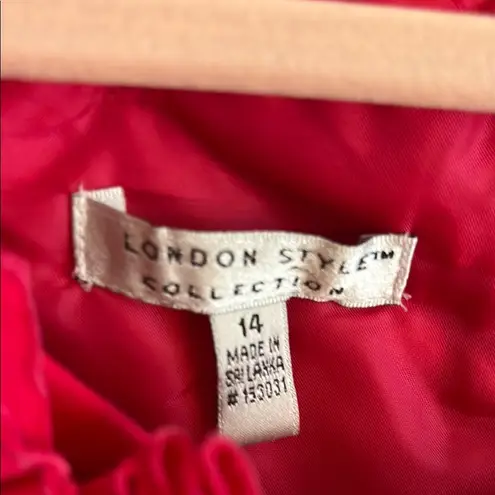 NWT! 💯 London Style Fuchsia Hot Pink Ruched Scoop Neck Midi Dress Size 14