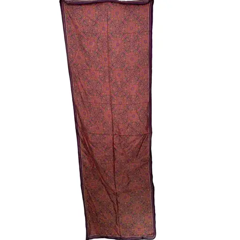 Vintage 100% silk dragon print scarf handmade rolled edge extra long XL 25x78" Purple