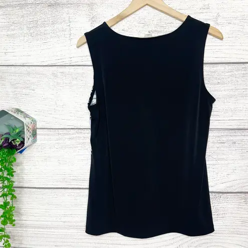 Christopher & Banks Black & White Floral Sleeveless Blouse Top Petite Medium