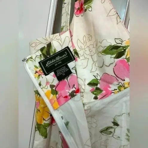 Eddie Bauer Vintage  Cotton Floral Knotted Strap Dress Garden Rose Size 12 Large