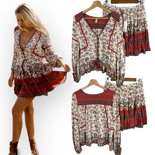 Spell & The Gypsy Collective Spell & the Gypsy SET Womens size Small Rosewood Elle Boho Blouse Mini Skirt NEW