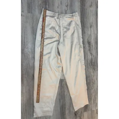 House of Harlow 1960 Cargo Pants Women's Size 10 High Waist Satin Champagne Tan