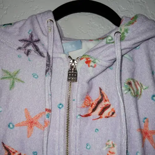 Hill House NWT  Purple Sea Creatures The Allie Terry Zip-Up Size Medium