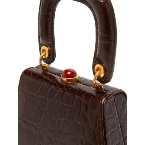STAUD ππ Kenny Bag Brown Crocodile Embossed