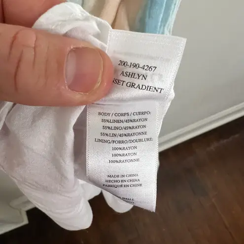 Rails - Ashlyn Sunset Gradient Dress Linen Summer V Neck Ruffle Hem