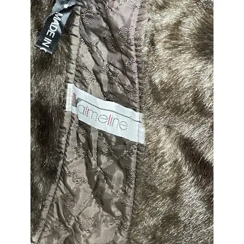 Vintage Valmeline Fur Lined Trench Long Winter Coat Elegant Classic Luxury Chic Brown Size L