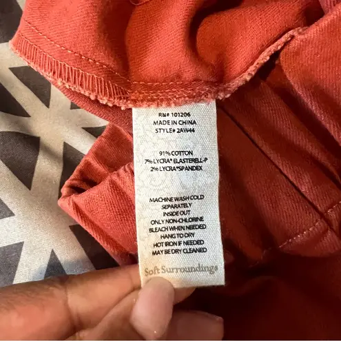 Soft Surroundings Orange Metro Denim Pull On Snap Ankle Jeggings Leggings Size S