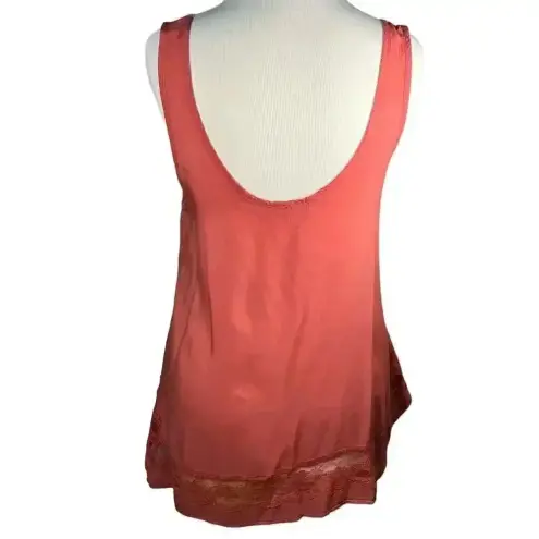 Mudd 100%‎ Rayon Casual Tank with Lace Bottom Small Orange