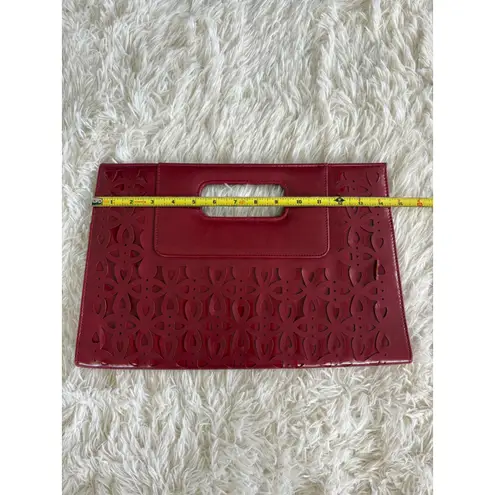 Red oversized Clutch Bag Top Handle Magnetic Closure