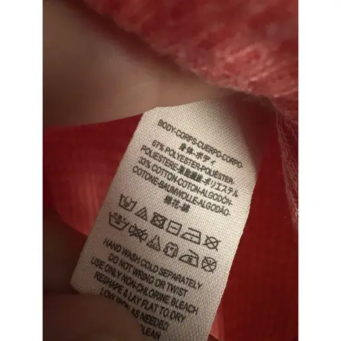 Free People  Thermal Henley Top Red Waffle Knit Long Sleeve Babydoll Blouse XS