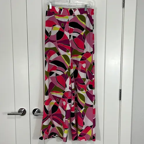 V Cristina Small Pink and Black Pop Art Wide Leg Pants