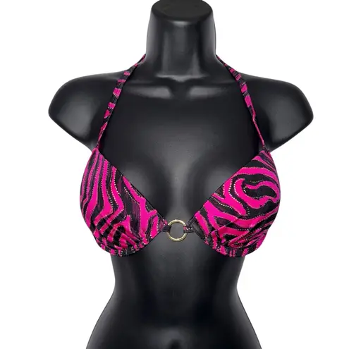 Ambrielle Pink Black & Gold Push Up Bikini Top Padded