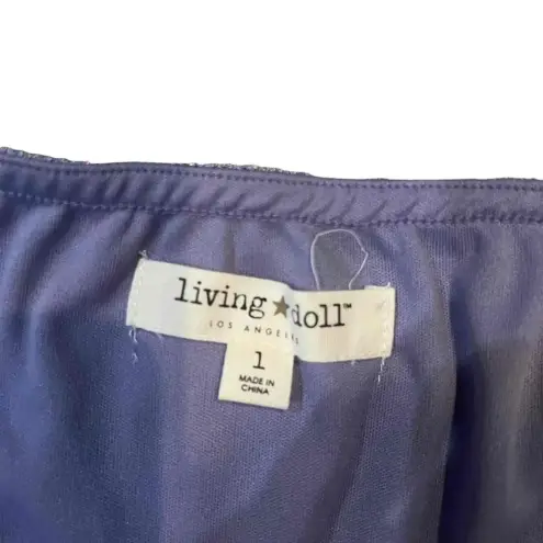 Living Doll Sleeveless V-Neck Pleated Glitter Details Dress Size 1