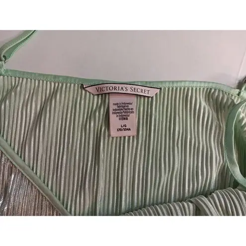 Victoria's Secret Silky Slinkie Textured Lingerie Blue Mint Green Adjustable... Size L