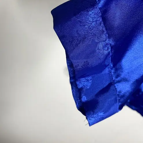 Inner Most Vintage Blue Satin Polyester Blouse Pajama Top Sleep Shirt Size Med