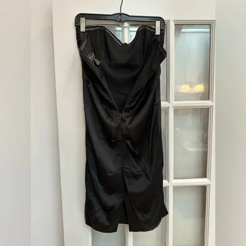 Nicole Miller Classic Timeless Black Silk Corset Bow Strapless Dress Size 6 S