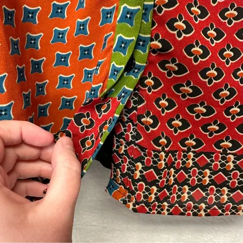 Walter Baker Multicolor Geometric Print Long Tie Sleeves Button Top Size XS