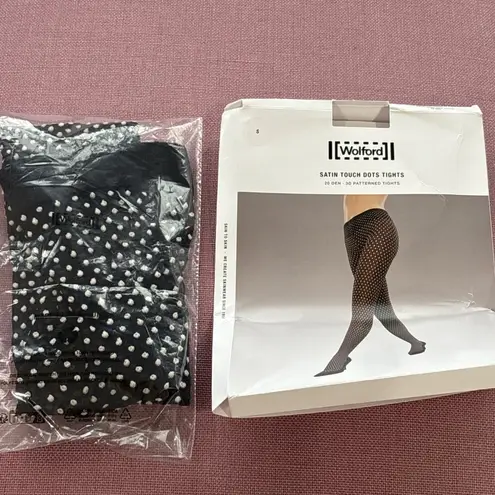 Wolford Satin Touch Dots Tights in Black & White small New Womens Nylons