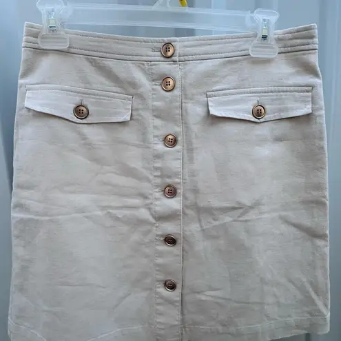 J.Crew  Cream A-Line Button Skirt