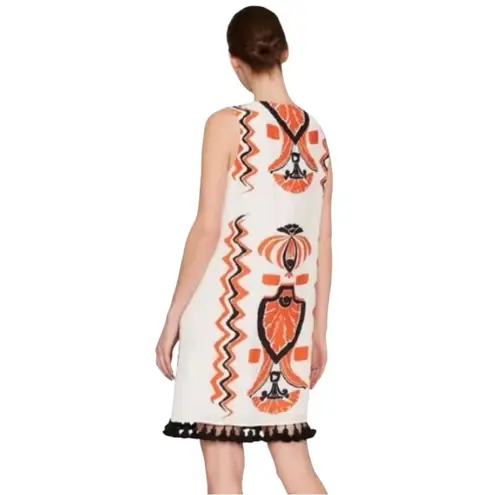 Luxury brand Chic FIGUE Sleeveless Dress cream Orange and Black Accents MSRP498 Size M