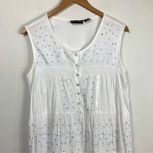 Flair Brand White Tiered Sequin Corset Lace Up Dress Size L