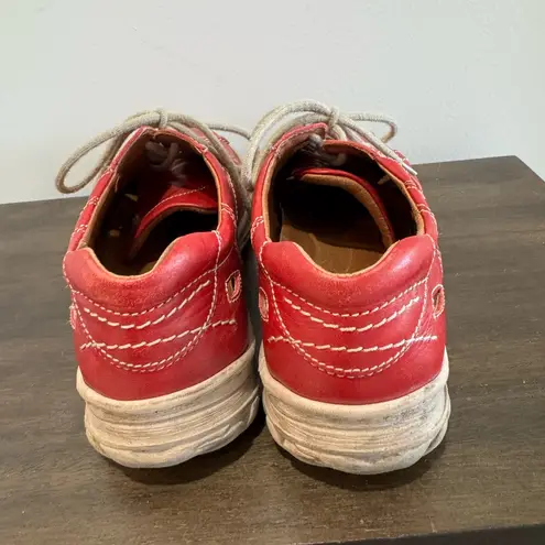 Casual Red Leather Women's Loafers sz 41
