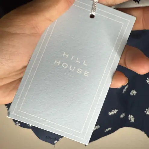 New NWT Hill House Women's The Inola Skirt In Navy Autumn Paisley Jacquard Blue