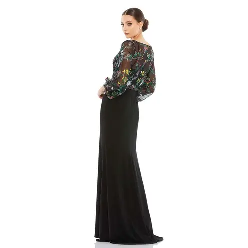 Mac Duggal 79379 Embroidered Illusion Puff Sleeve Column Gown 2 NEW