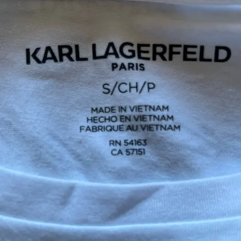 Karl Lagerfeld White Tee with Graphic Design Size Small