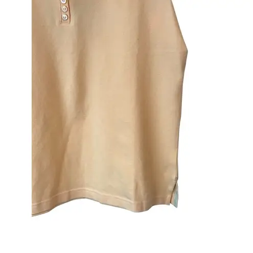 Browning Sleeveless Top Womens Large Peach V Neck Button Collared Tank Shirt NWT