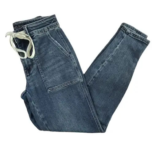 Judy Blue Payton drawstring denim Joggers in Med wash effortlessly chic comfy 0