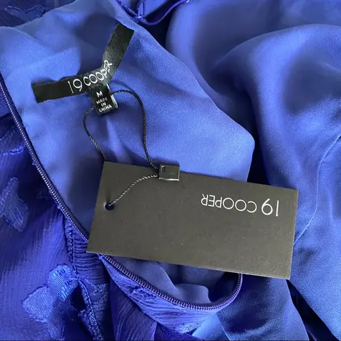 19 Cooper Popover Halter Mini Dress Royal Blue Floral Jacquard Size M NWT