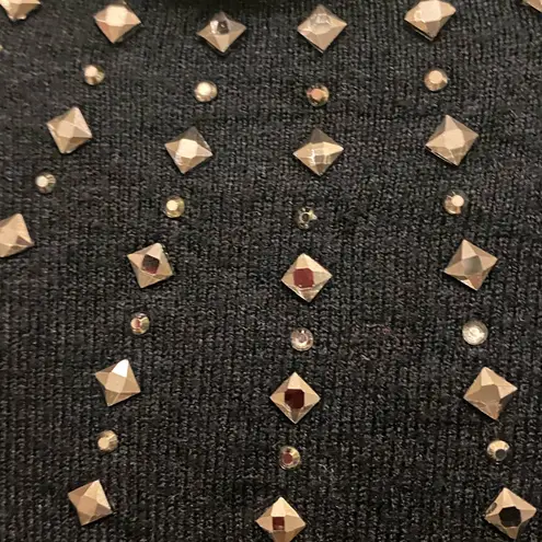 Vila Milano Womens Wool Blend Black Long Sleeve High Neck Top Shirt L Jeweled