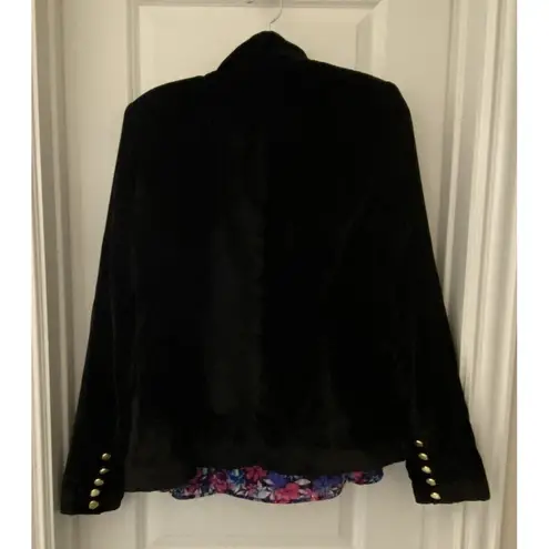 House of Harlow  Double Breasted Black Velvet Blazer Jacket sz XS‎ Golden Buttons