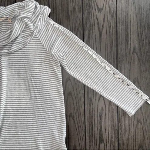 Soft Surroundings | Fireside Cowl Neck Pullover Sweater in Heather Grey Stripe