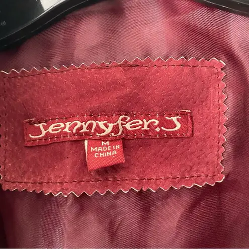 Jennifer J. Vintage Suede Embroidered Raspberry Dusty Rose Jacket size medium Pink