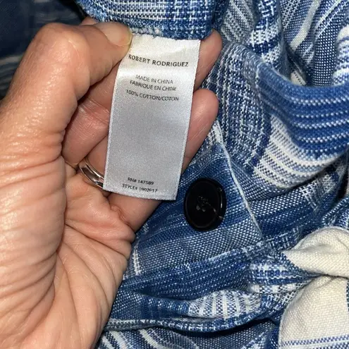 Robert Rodriguez Robert Rodriquez Hollie Plaid Ruffle Paperbag Tie-Waist Trouser Pant Blue 6