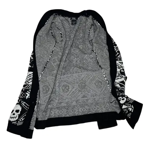 SOCIAL COLLISION Black White Patterned Long Sweater Skulls Womens Size Medium