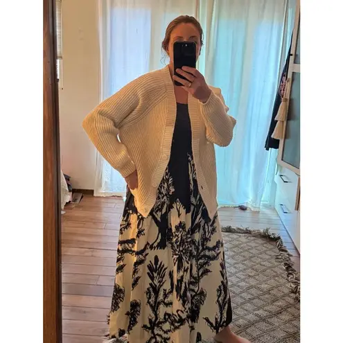 Peter Som Off-White Tan Two-Toned Colorblock Button Front Cardigan Size Small