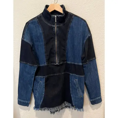 WASH LAB DENIM Popover Denim Shirt Jacket Size Small Blue