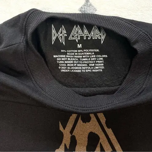 Def Leppard Black Graphic Cropped Sweatshirt