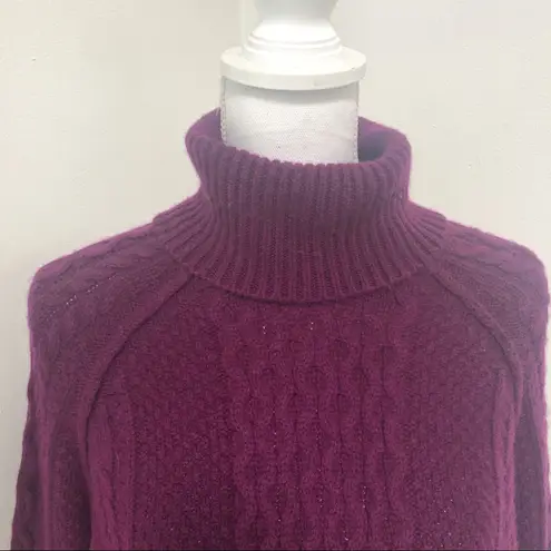 Two Bees Cashmere NWT Ribbed Cashmere Turtleneck Sweater XL Purple