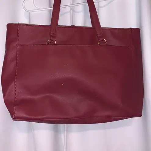 Dark Red faux leather Handbag Large Multi Compartment