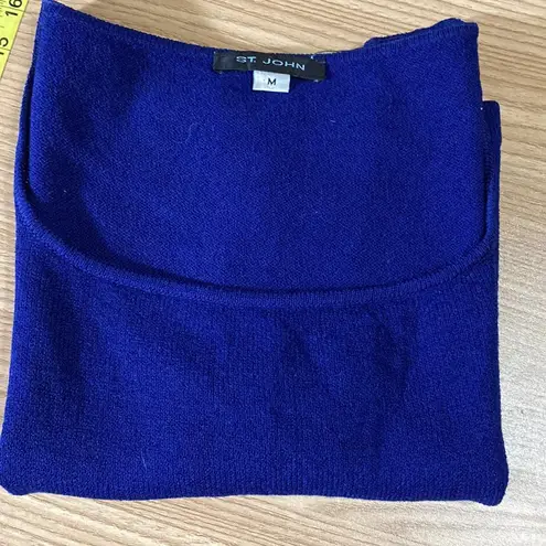 St. John  Blue Knit Sleeveless Woven Tank Top M